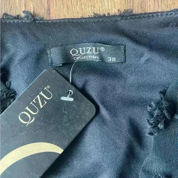 NWT Black Textured Pom Pom Mini Dress Women‎ Sz 38 Whimsigoth Holiday Party - Picture 7 of 8